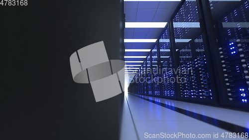 Image of Data Center Computer Racks In Network Security Server Room Cryptocurrency Mining