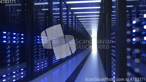 Image of Data Center Computer Racks In Network Security Server Room Cryptocurrency Mining