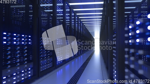 Image of Data Center Computer Racks In Network Security Server Room Cryptocurrency Mining