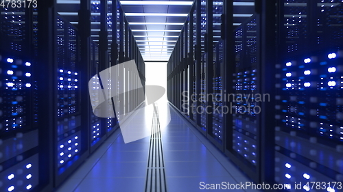 Image of Data Center Computer Racks In Network Security Server Room Cryptocurrency Mining