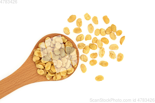 Image of Roasted Fava Beans in a Wooden Spoon