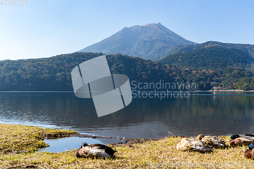 Image of Mount Kirishima and blue sky