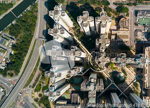 Image of Top view of Hong Kong cityscape