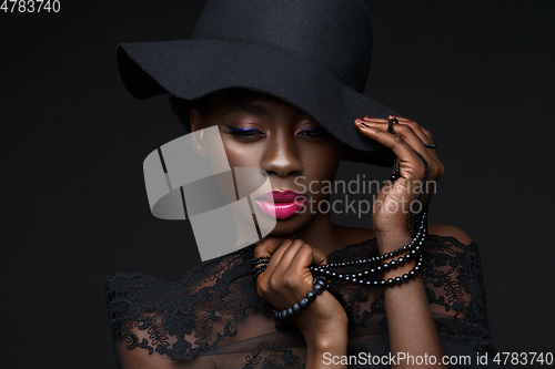 Image of Beautiful black girl with crystal crown