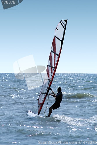 Image of Windsurfer on waves of a sea 2