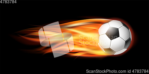 Image of Flying football or soccer ball on fire.