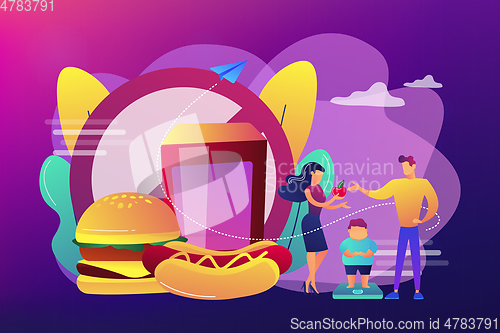 Image of Child overweight concept vector illustration.