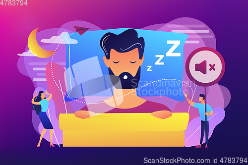 Image of Night snoring concept vector illustration.