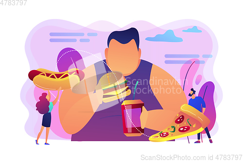 Image of Overeating addiction concept vector illustration.