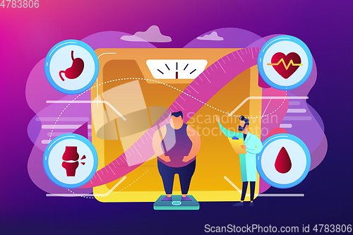 Image of Obesity health problem concept vector illustration.