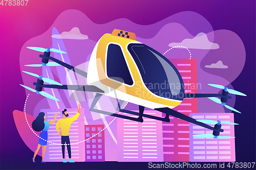 Image of Aerial taxi service concept vector illustration.