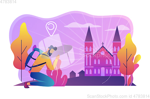 Image of Christian pilgrimages concept vector illustration.