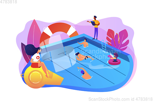 Image of Swimming and lifesaving classes concept vector illustration.