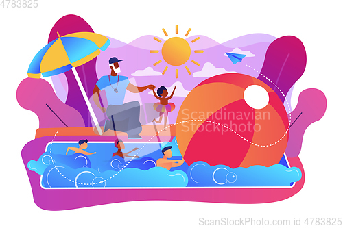 Image of Swim camp concept vector illustration.