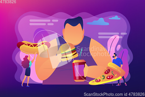 Image of Overeating addiction concept vector illustration.