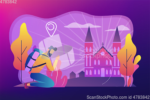 Image of Christian pilgrimages concept vector illustration.