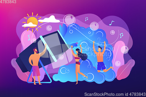 Image of Foam party concept vector illustration.