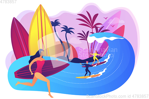 Image of Surfing school concept vector illustration.