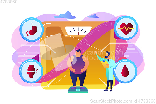 Image of Obesity health problem concept vector illustration.