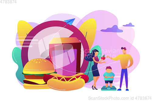 Image of Child overweight concept vector illustration.