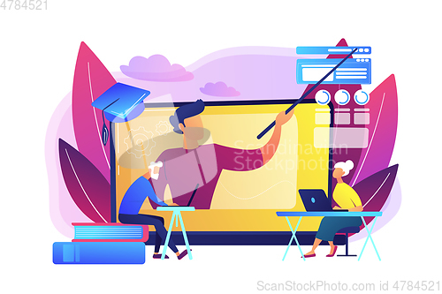 Image of Online learning for seniors concept vector illustration