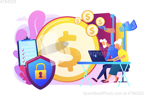 Image of Elderly financial security concept vector illustration