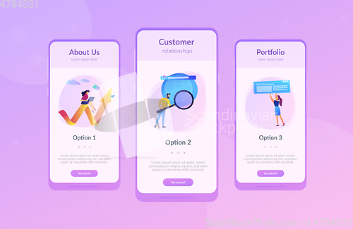 Image of Digital marketing app interface template.