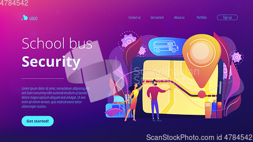 Image of School bus tracking system concept landing page.