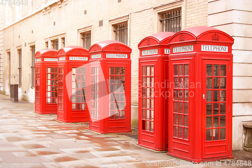 Image of red phone boxes London