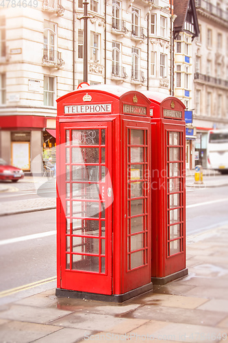 Image of red phone boxes London