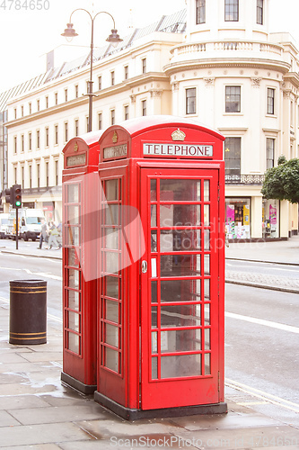 Image of red phone boxes London