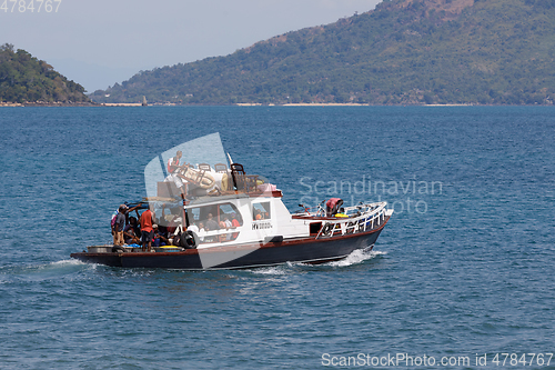 Image of Malagasy freighter ship in Nosy Be bay, Madagascar