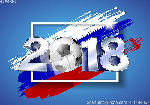 Image of 2018 with soccer ball. Poster soccer template