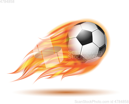Image of Flying football or soccer ball on fire.