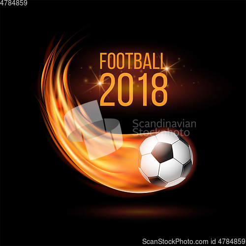 Image of Flying football or soccer ball on fire.