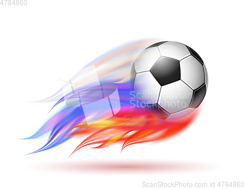 Image of Soccer ball with flame trail of Russian Flag