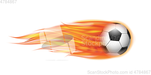 Image of Flying football or soccer ball on fire.