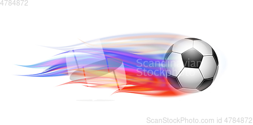 Image of Soccer ball with flame trail of Russian Flag