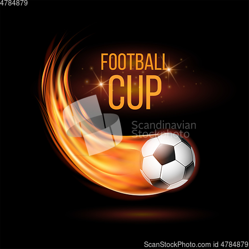 Image of Flying football or soccer ball on fire.