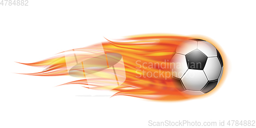 Image of Flying football or soccer ball on fire.