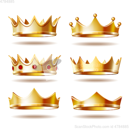 Image of Set of golden crowns for king