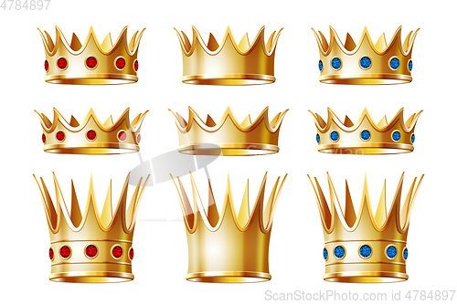 Image of Set of golden crowns for king