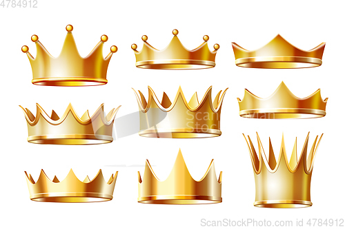 Image of Set of golden crowns for king