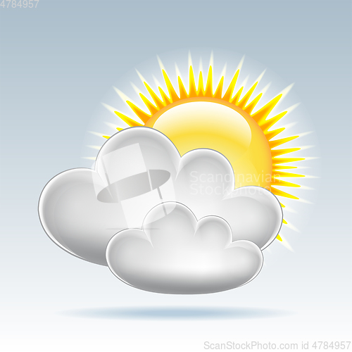 Image of Sun and clouds weather web icon. Vector