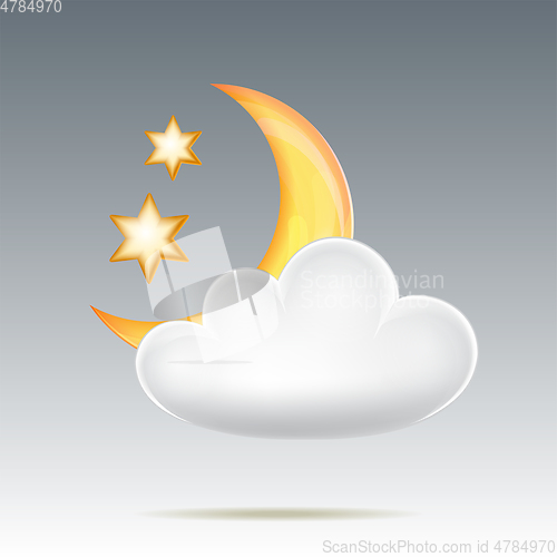 Image of Semimonthly and stars behind cloud in night sky