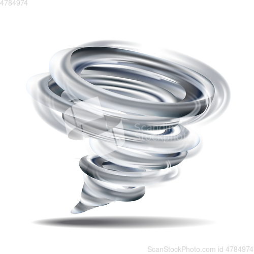 Image of Realistic tornado swirl isolated on white. Vector