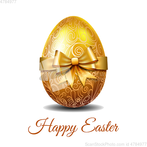 Image of Gold Easter egg tied of golden ribbon