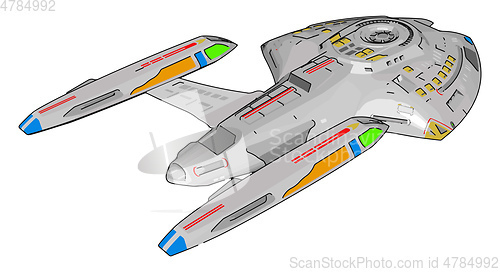 Image of Fantasy battle cruiser vector illustration on white background