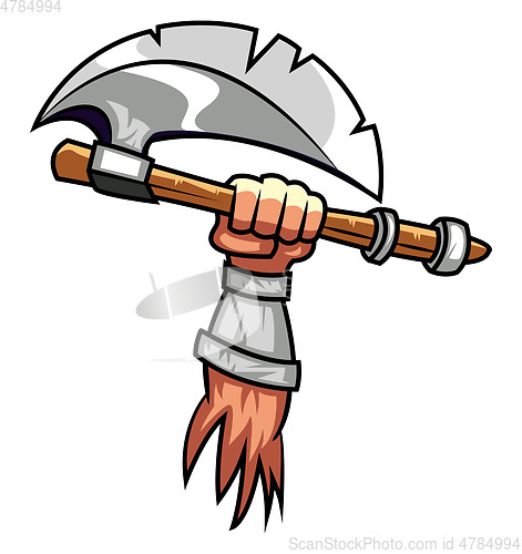 Image of Hand with Axe, vector color illustration.