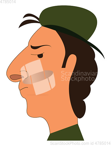 Image of A man wearing a green hat looks handsome vector or color illustr